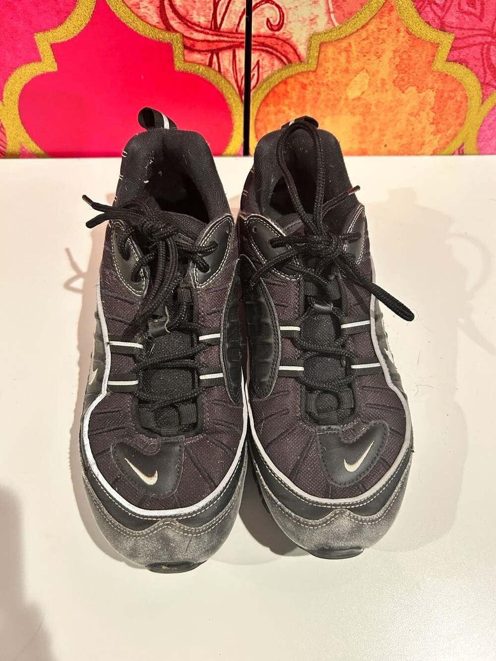 Nike Air Max 98 Black Metallic Silver Running Shoes